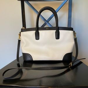 Ralph Lauren White & Black Leather Tote Bag Crossbody
